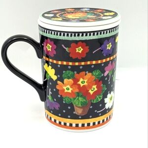 Tea Infuser Mug Cup Floral Primrose By Department 56 Black Background